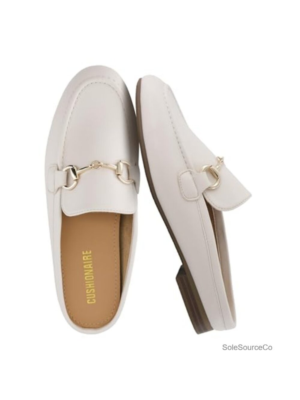 Womens Slip On Mules Loafers Faux Leather Low Heel Metal Chain Business Casual